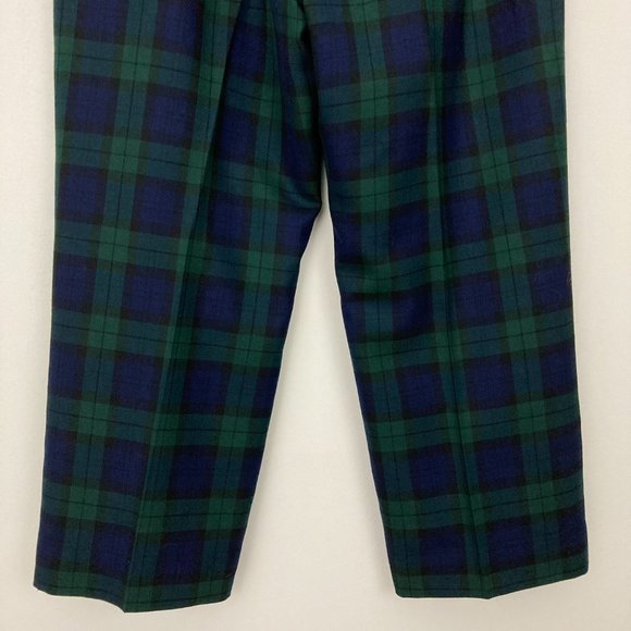 Pendleton Virgin Wool Black Watch Plaid Tartan Pants Size 12 Green Navy Lined - Picture 7 of 11
